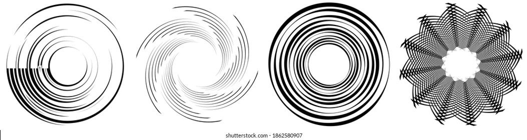 Spiral, wirl, wirl Element Set. Kreisform-Vektorgrafik mit drehender Rundform