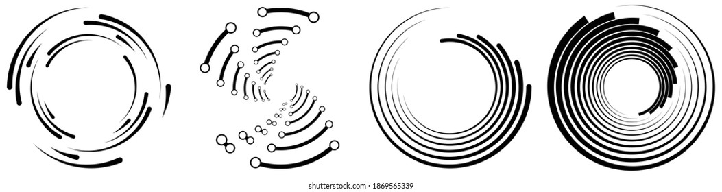 Spiral, swirl, twirl element set. Rotating circular shape Vector Illustration