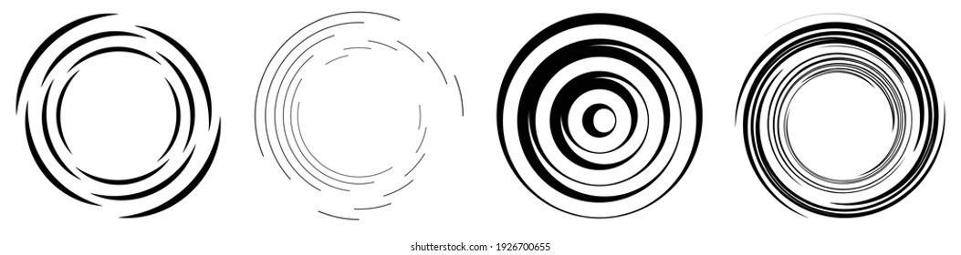 Spiral, swirl, twirl element set. Rotating circular and concentric shapes vector Illustration. Volute, helix and curlicue designs