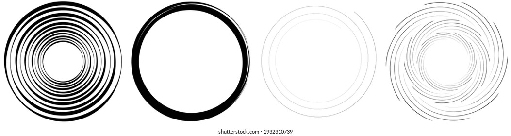 Spiral, swirl, twirl element set. Rotating circular and concentric shapes vector Illustration. Volute, helix and curlicue designs