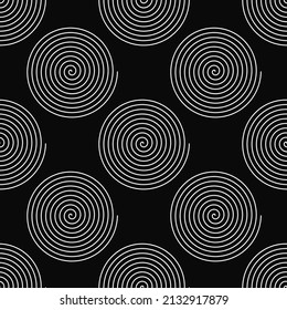 Spiral, swirl, twirl seamless pattern. Volute, helix tileable backdrop