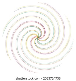 Spiral, swirl, twirl vector design element. Volute, helix, whorl illustration. Colorful version