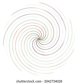 Spiral, swirl, twirl vector design element. Volute, helix, whorl illustration. Colorful version