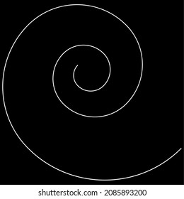 Spiral, swirl, twirl, volute design element with thin lines. Circular curved line element