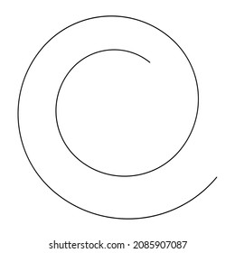 Spiral, swirl, twirl, volute design element with thin lines. Circular curved line element