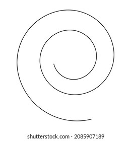 Spiral, swirl, twirl, volute design element with thin lines. Circular curved line element