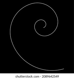 Spiral, swirl, twirl, volute design element with thin lines. Circular curved line element