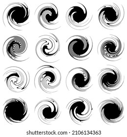  Spiral, swirl, twirl, volute element. Whirlpool, whirlwind effect. Circular, radial lines with rotation