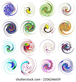  Spiral, swirl, twirl, volute element. Whirlpool, whirlwind effect. Circular, radial lines with rotation