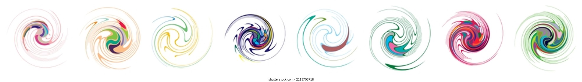  Spiral, swirl, twirl, volute element. Whirlpool, whirlwind effect. Circular, radial lines with rotation