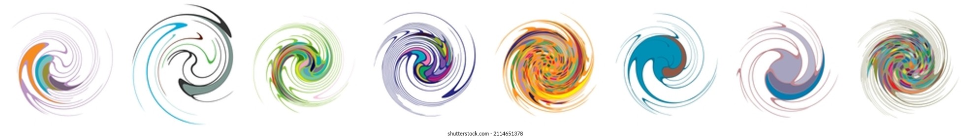  Spiral, swirl, twirl, volute element. Whirlpool, whirlwind effect. Circular, radial lines with rotation