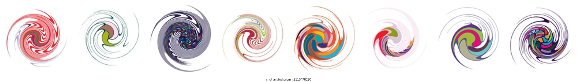  Spiral, swirl, twirl, volute element. Whirlpool, whirlwind effect. Circular, radial lines with rotation