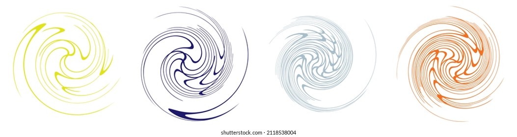  Spiral, swirl, twirl, volute element. Whirlpool, whirlwind effect. Circular, radial lines with rotation
