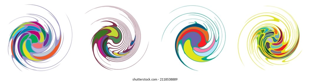  Spiral, swirl, twirl, volute element. Whirlpool, whirlwind effect. Circular, radial lines with rotation