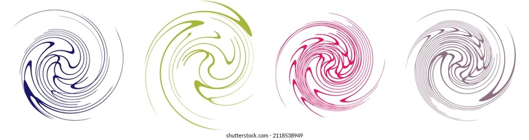  Spiral, swirl, twirl, volute element. Whirlpool, whirlwind effect. Circular, radial lines with rotation