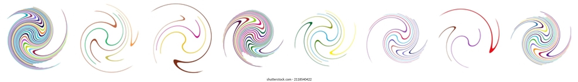  Spiral, swirl, twirl, volute element. Whirlpool, whirlwind effect. Circular, radial lines with rotation