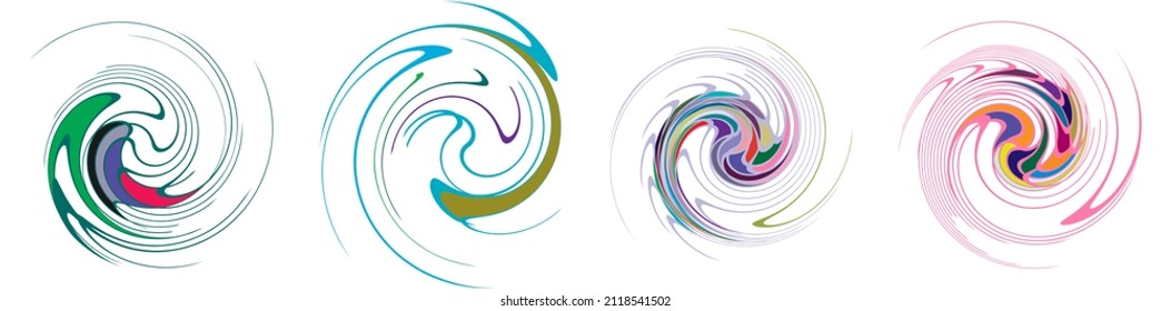  Spiral, swirl, twirl, volute element. Whirlpool, whirlwind effect. Circular, radial lines with rotation