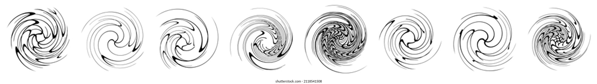  Spiral, swirl, twirl, volute element. Whirlpool, whirlwind effect. Circular, radial lines with rotation