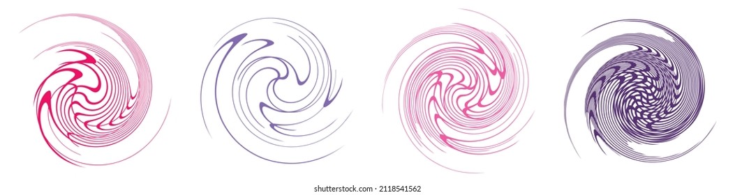  Spiral, swirl, twirl, volute element. Whirlpool, whirlwind effect. Circular, radial lines with rotation