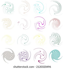  Spiral, swirl, twirl, volute element. Whirlpool, whirlwind effect. Circular, radial lines with rotation