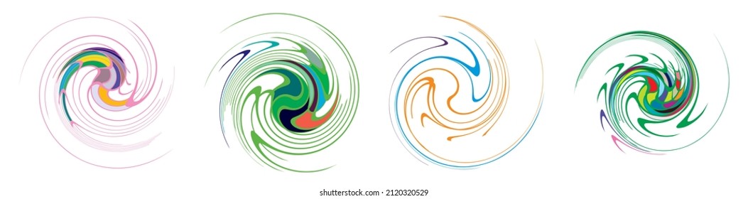  Spiral, wirl, wirl, volute Element. Whirlpool, Whirlpool-Effekt. Rundlaufstrecken, Radiallinien mit Drehbewegung