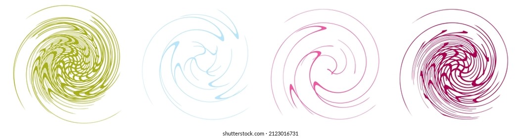  Spiral, swirl, twirl, volute element. Whirlpool, whirlwind effect. Circular, radial lines with rotation