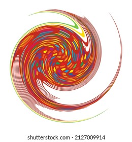 Spiral, swirl, twirl, volute element. Whirlpool, whirlwind effect. Circular, radial lines with rotation
