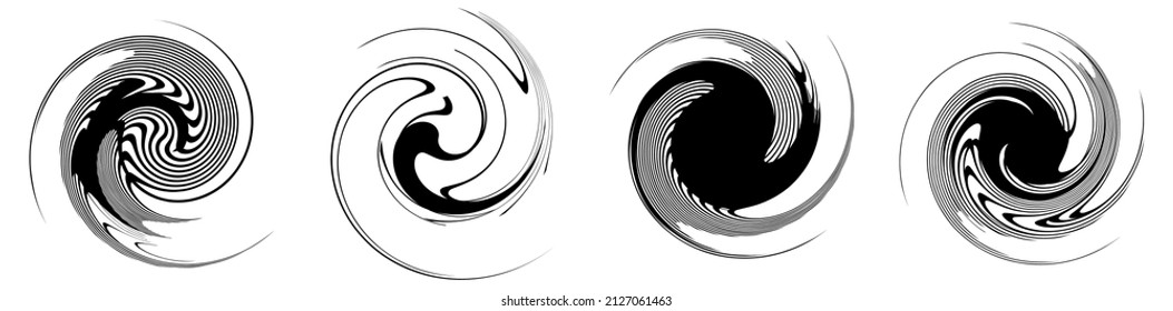  Spiral, swirl, twirl, volute element. Whirlpool, whirlwind effect. Circular, radial lines with rotation