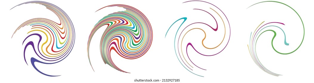  Spiral, swirl, twirl, volute element. Whirlpool, whirlwind effect. Circular, radial lines with rotation