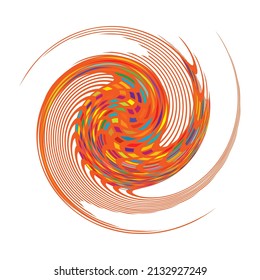 Spiral, swirl, twirl, volute element. Whirlpool, whirlwind effect. Circular, radial lines with rotation