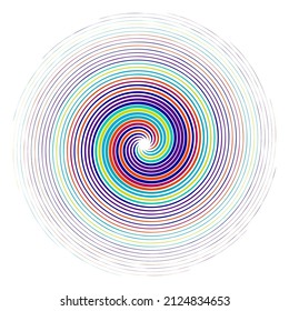 Spiral, swirl, twirl. Volute, helix, eddy and vortex shape. Radial lines with rotation