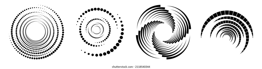 Spiral, wirl, wirl, wirbeln Symbol, Form. Konzentrierte Kreise, Ringe. Abstrakte geometrische Formen mit Rotationseffekt