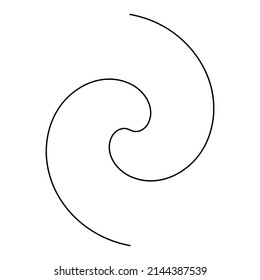 Spiral, swirl, twirl and whirl element. Helix, volute ripple, vortex shape