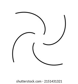 Spiral, swirl, twirl and whirl element. Helix, volute ripple, vortex shape