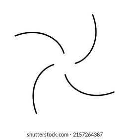 Spiral, swirl, twirl and whirl element. Helix, volute ripple, vortex shape