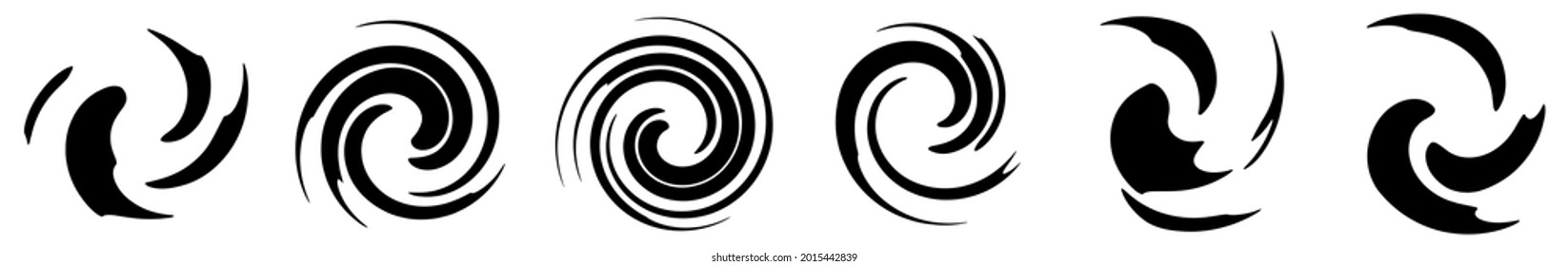 Spiral, swirl, twirl, whorl vector element set of 4
