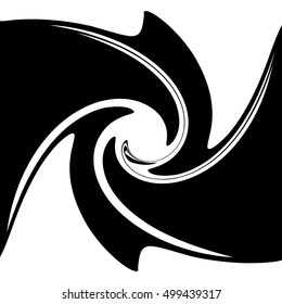 Spiral, swirling liquid-like shape. Abstract monochrome illustration.