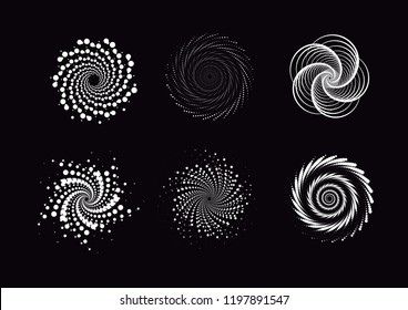 Spiral Swirls Set. Geometric Swirling Vector Patterns