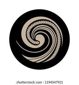 Spiral symbol, based on silver fern frond with Maori pattern, logo icon