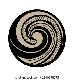Spiral symbol, based on silver fern frond with Maori pattern, logo icon