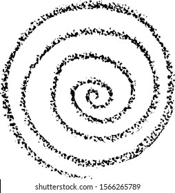 Spiral Symbol Hand Painted Crayon. Concentric Curvy Shape, Swirling Swash Isolated On White Background.  