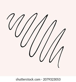 Spiral symbol hand painted ink pen line doodle sketch. Concentric curvy shape, swirling swash isolated on white background. Movement, endless time, cycle concept. Vector illustration