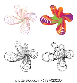 Spiralsymbol Einfaches Element. Sprühwirkung. Schwarzes und farbiges Bild isoliert auf weißem Hintergrund. Vektor EPS 10.