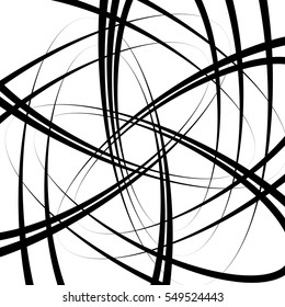 Spiral tangled random curvy lines pattern. Geometric element