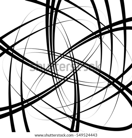 Spiral tangled random curvy lines pattern. Geometric element