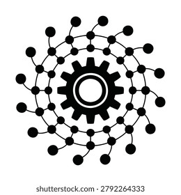 Spiral Tech Gear Dynamic Network Connection Nodes Icon