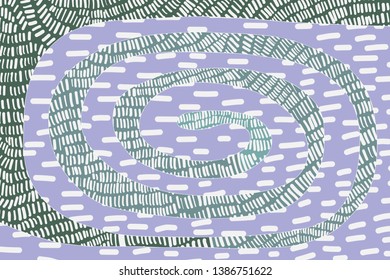 Spiral textured patch background design. Vibrant colors. Hand drawn in cartoon style violet grey black white stripes