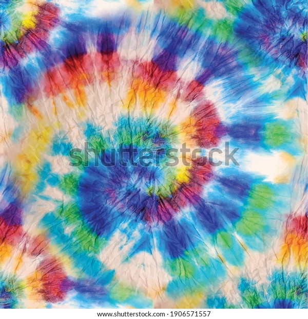Spiral Tie Dye Swirl Dyed Circle Stock Vector (Royalty Free) 1906571557 ...