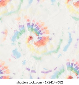 Spiral Tie Dye Swirl. Seamless Pale Tiedye. Gradient Soft Tie Dye Pattern. Fabric Batik. Pink Bright Repeat. Multi Color Swirl Background. Gradient Tiedye. Vector Tie Dye Round. Pastel 1960 Background