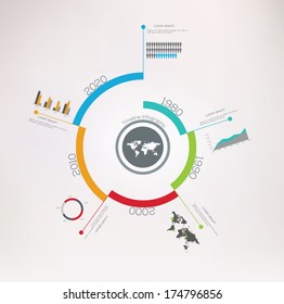 Spiral Timeline Infographics. Vector design template.